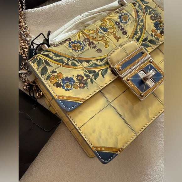 NWT Dole&Gabbana Maiolica Tile Print Rosalia Chain Bag - Picture 4 of 16